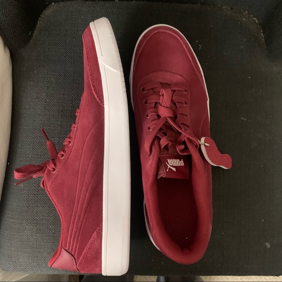Puma - Men’s Dark Red Low Top Sneakers - Picture 3 of 5